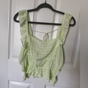 Derek Heart Green Ruffled Smocked Tank Top